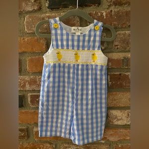 Gingham jon jon with smocked ducks